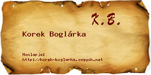 Korek Boglárka névjegykártya